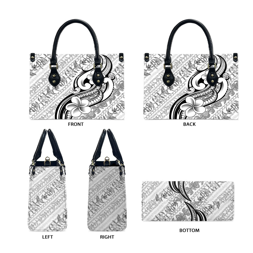 Hawaii Plumeria Lokelani Pikake Lei Leather Bag Ele'ele Polynesian Tattoo LT9 - Polynesian Pride