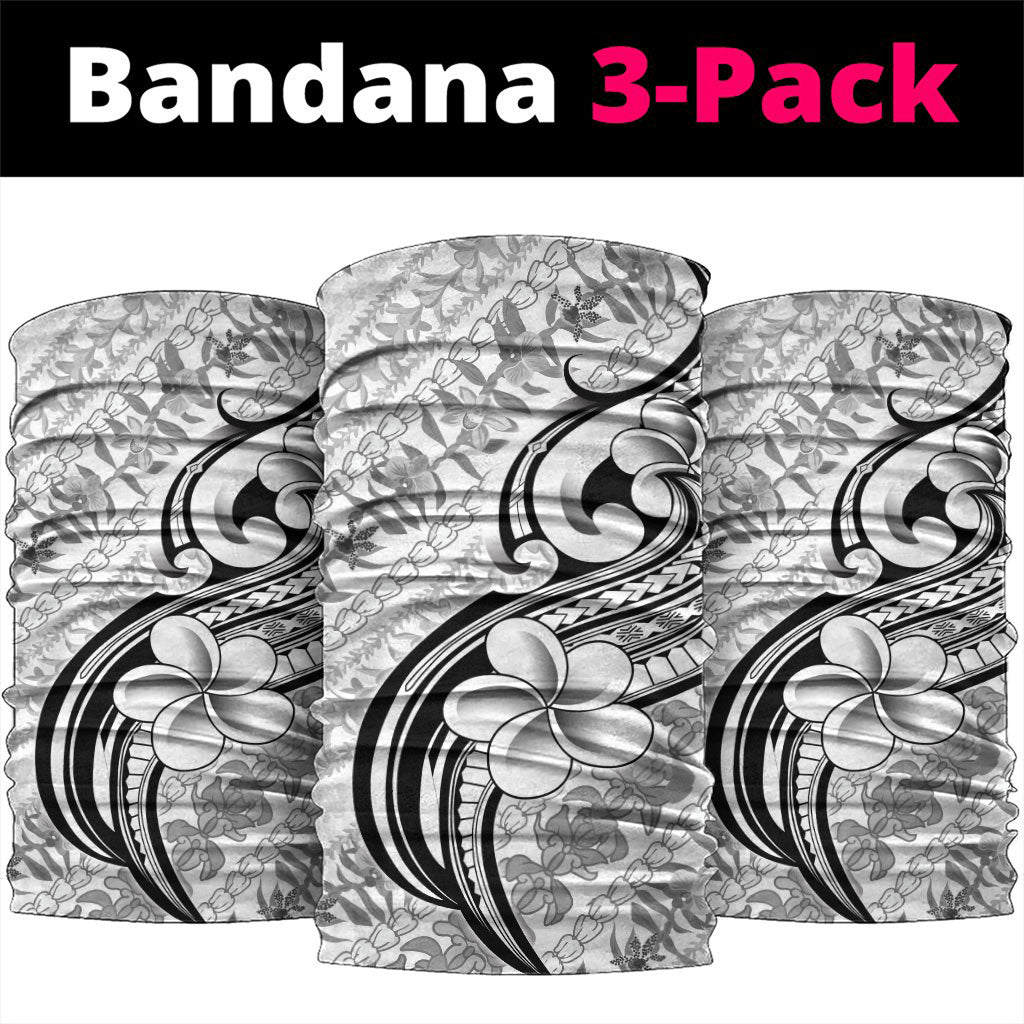 Hawaii Plumeria Lokelani Pikake Lei Neck Gaiter Ele'ele Polynesian Tattoo LT9 package One Size: 25*50cm Black - Polynesian Pride