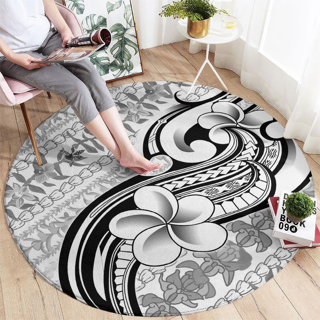 Hawaii Plumeria Lokelani Pikake Lei Round Carpet Ele'ele Polynesian Tattoo LT9 - Polynesian Pride