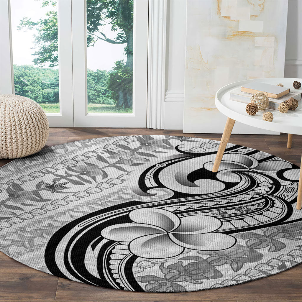 Hawaii Plumeria Lokelani Pikake Lei Round Carpet Ele'ele Polynesian Tattoo LT9 - Polynesian Pride