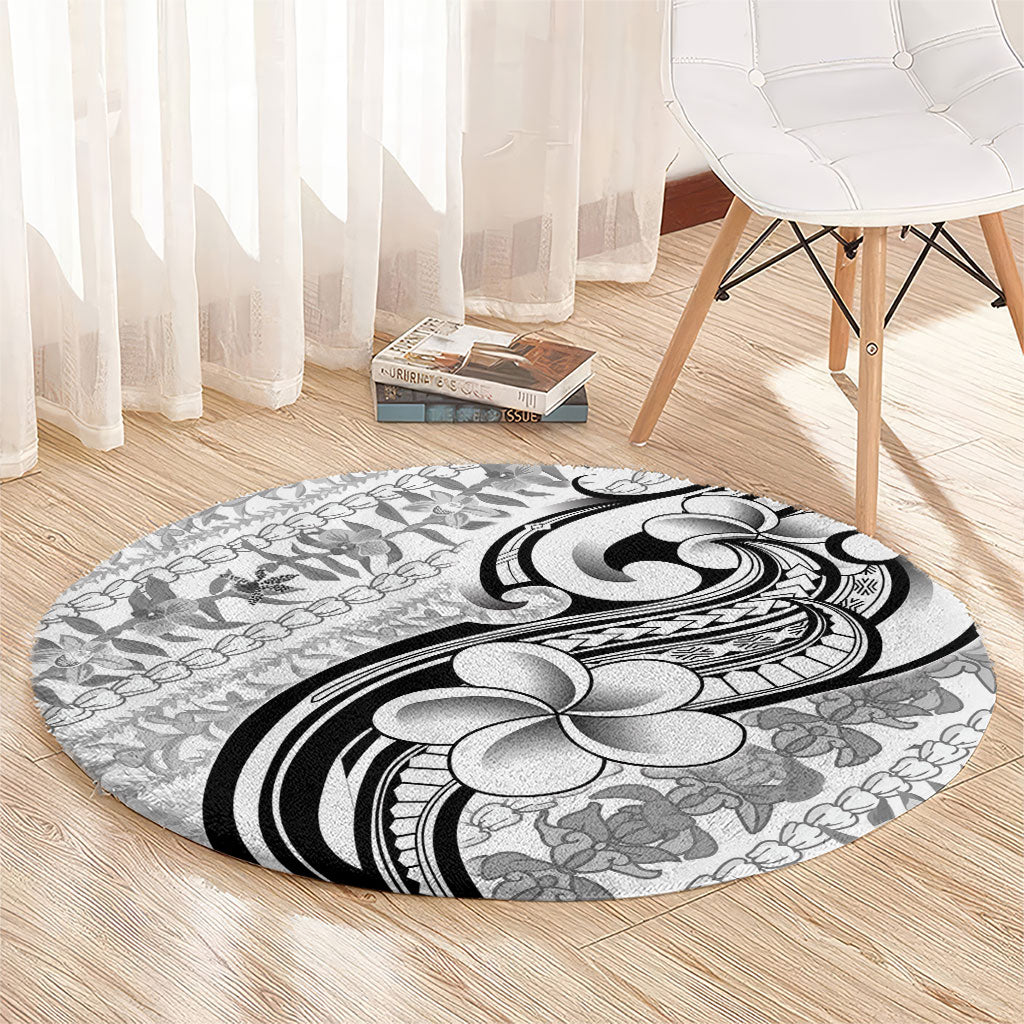 Hawaii Plumeria Lokelani Pikake Lei Round Carpet Ele'ele Polynesian Tattoo LT9 - Polynesian Pride