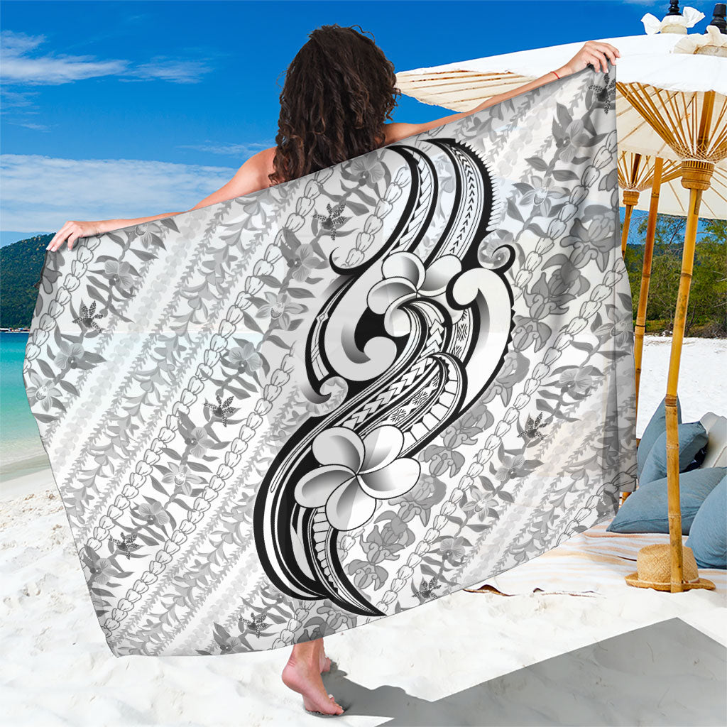 Hawaii Plumeria Lokelani Pikake Lei Sarong Ele'ele Polynesian Tattoo LT9 One Size 44 x 66 inches Black - Polynesian Pride