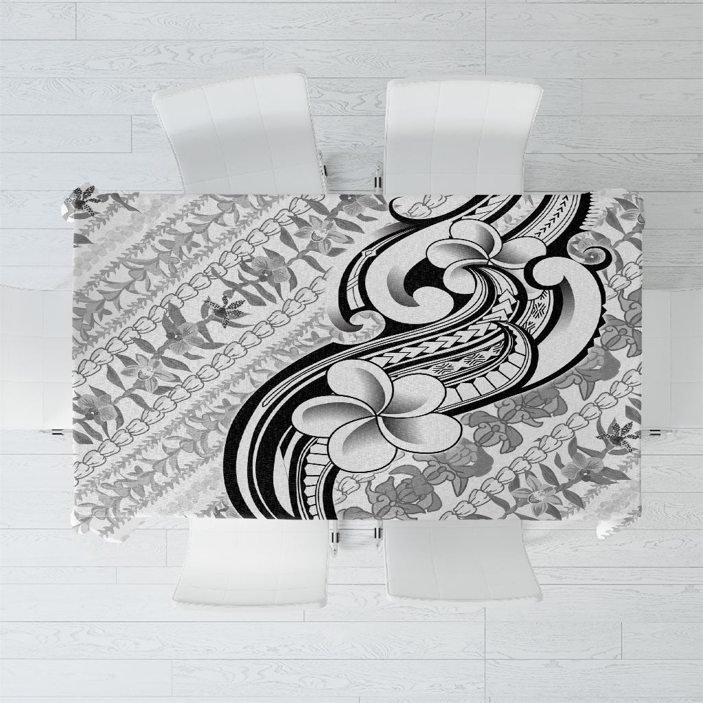 Hawaii Plumeria Lokelani Pikake Lei Tablecloth Ele'ele Polynesian Tattoo LT9 Black - Polynesian Pride