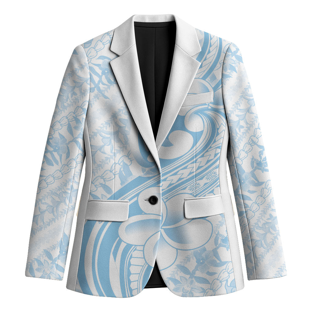 Hawaii Plumeria Lokelani Pikake Lei Blazer Uliuli Polynesian Tattoo LT9 Unisex Blue - Polynesian Pride
