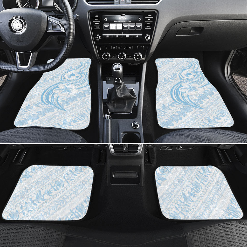 Hawaii Plumeria Lokelani Pikake Lei Car Mats Uliuli Polynesian Tattoo LT9 Set 4pcs Blue - Polynesian Pride