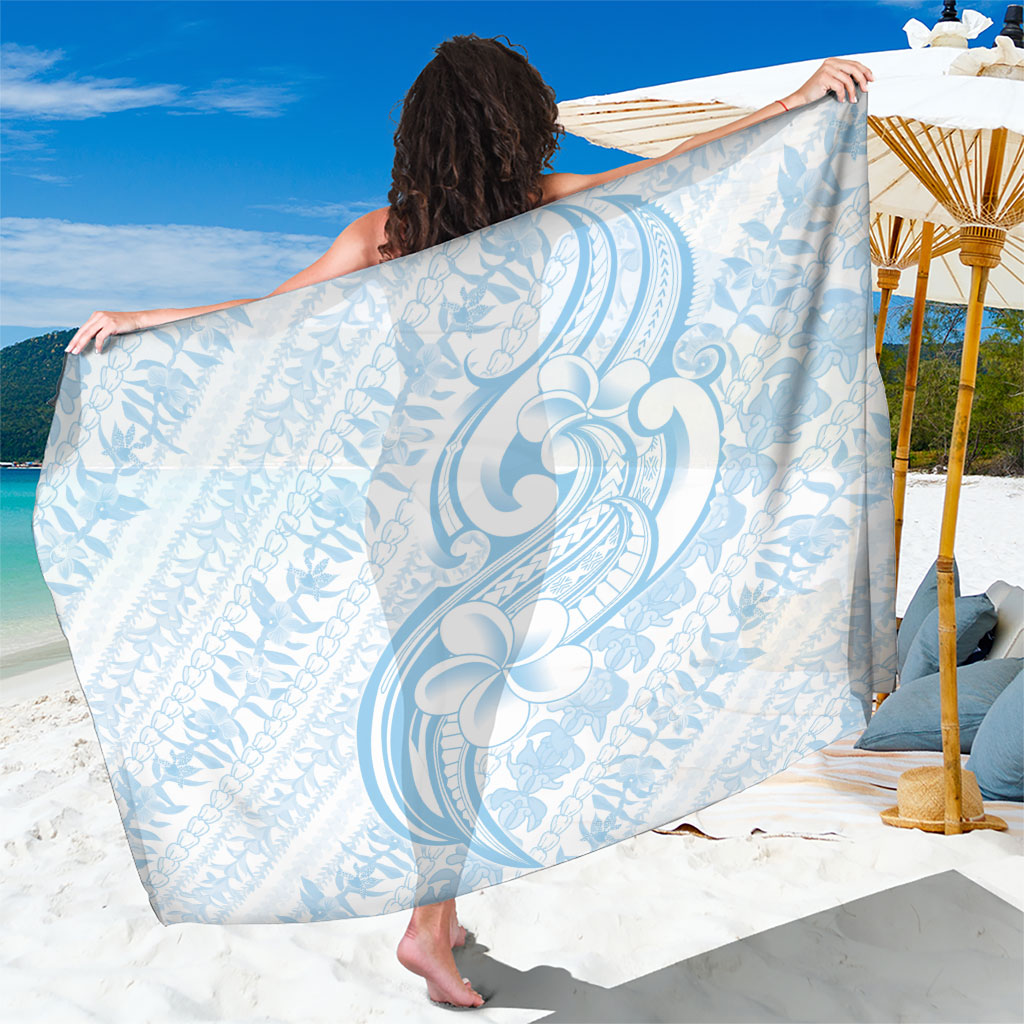 Hawaii Plumeria Lokelani Pikake Lei Sarong Uliuli Polynesian Tattoo LT9 One Size 44 x 66 inches Blue - Polynesian Pride