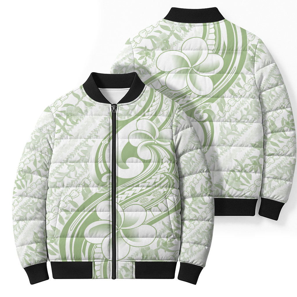 Hawaii Plumeria Lokelani Pikake Lei Bomber Puffer Jacket Oma'oma'o Polynesian Tattoo LT9 - Polynesian Pride