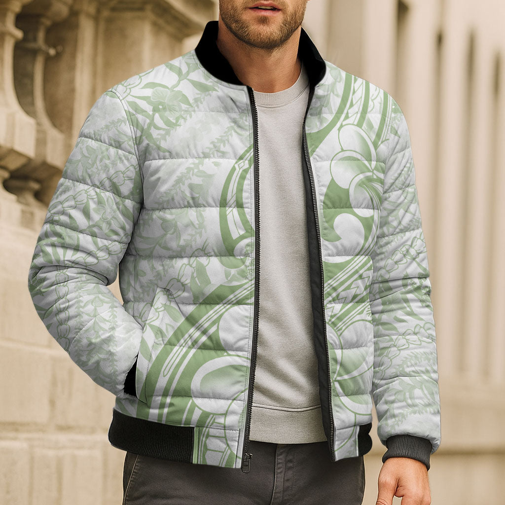 Hawaii Plumeria Lokelani Pikake Lei Bomber Puffer Jacket Oma'oma'o Polynesian Tattoo LT9 - Polynesian Pride