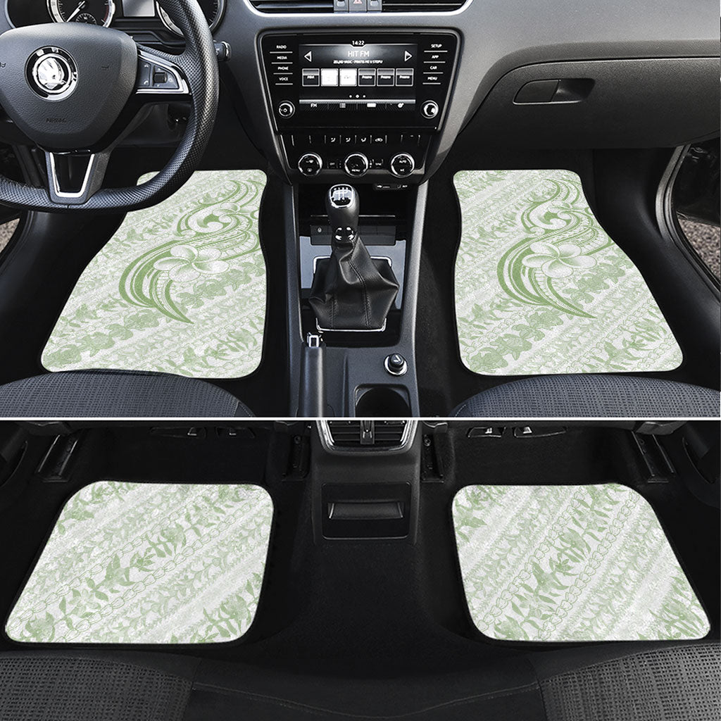 Hawaii Plumeria Lokelani Pikake Lei Car Mats Oma'oma'o Polynesian Tattoo LT9 Set 4pcs Green - Polynesian Pride