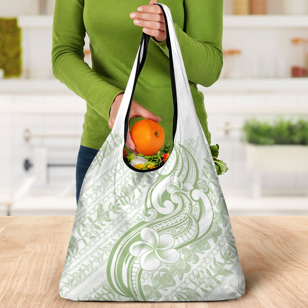 Hawaii Plumeria Lokelani Pikake Lei Grocery Bag Oma'oma'o Polynesian Tattoo LT9 - Polynesian Pride