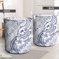 Hawaii Plumeria Lokelani Pikake Lei Laundry Basket Navy Blue Polynesian Tattoo LT9 - Polynesian Pride