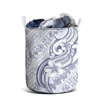 Hawaii Plumeria Lokelani Pikake Lei Laundry Basket Navy Blue Polynesian Tattoo LT9 - Polynesian Pride