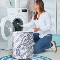 Hawaii Plumeria Lokelani Pikake Lei Laundry Basket Navy Blue Polynesian Tattoo LT9 - Polynesian Pride