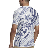 Hawaii Plumeria Lokelani Pikake Lei Rugby Jersey Navy Blue Polynesian Tattoo LT9 - Polynesian Pride