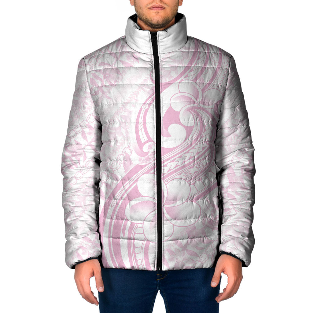 Hawaii Plumeria Lokelani Pikake Lei Padded Jacket Poni Mama Polynesian Tattoo LT9 Men Pink - Polynesian Pride