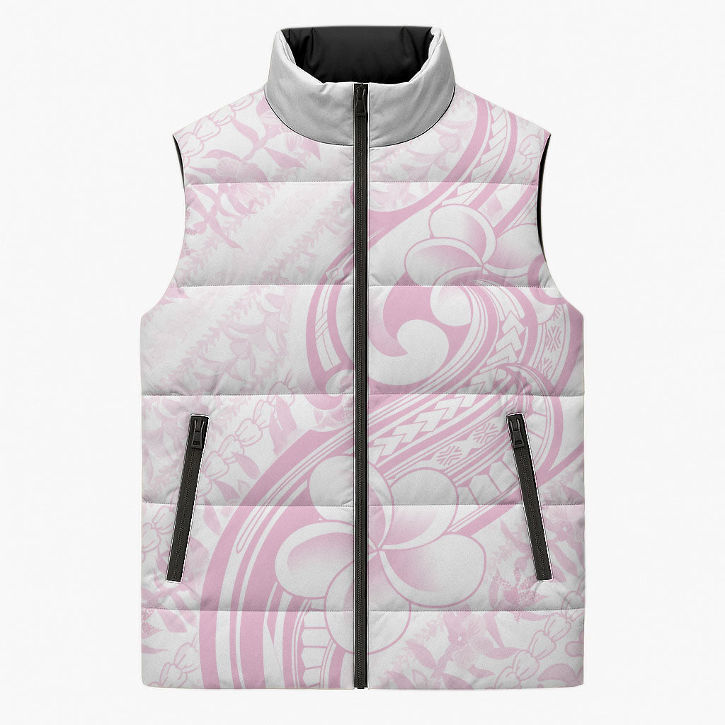Hawaii Plumeria Lokelani Pikake Lei Sleeveless Puffer Jacket Poni Mama Polynesian Tattoo LT9 Unisex Pink - Polynesian Pride