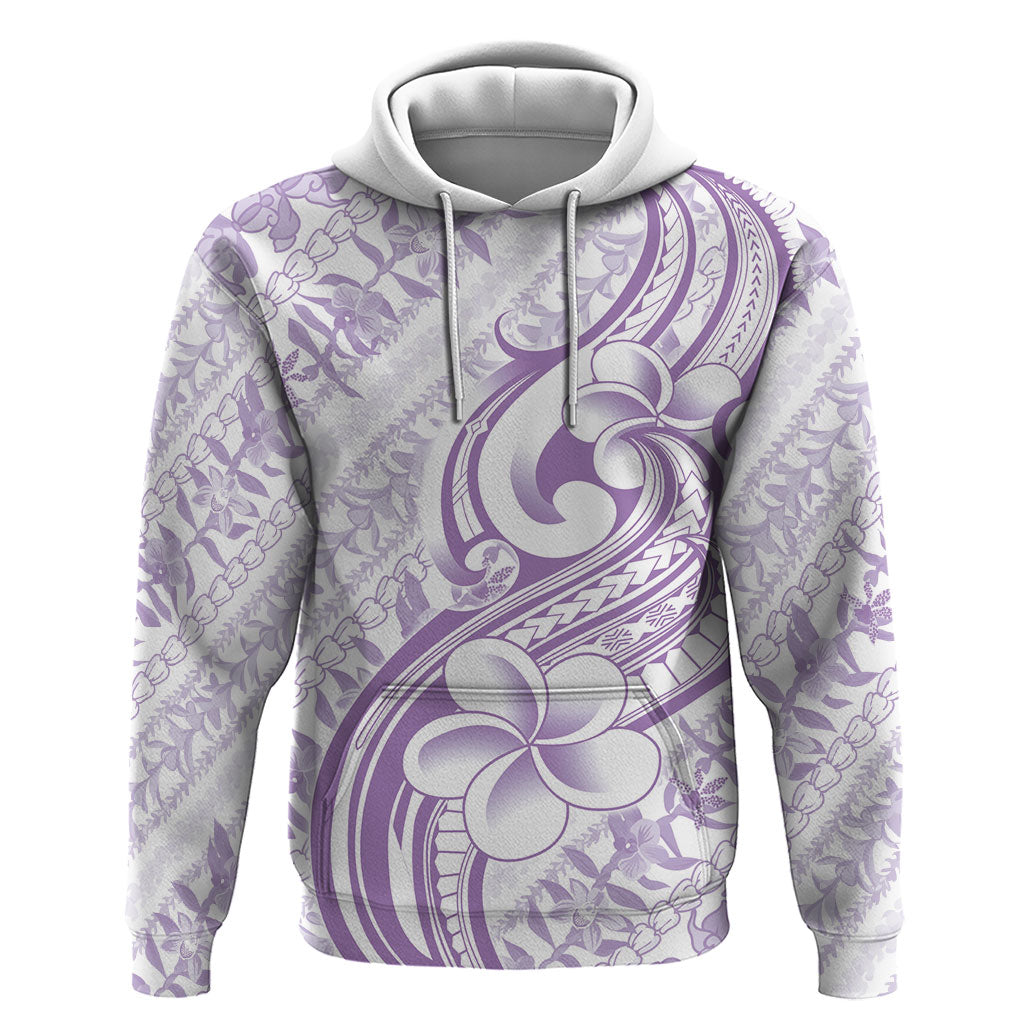 Hawaii Plumeria Lokelani Pikake Lei Hoodie Poni Polynesian Tattoo LT9 Pullover Hoodie Purple - Polynesian Pride