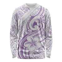 Hawaii Plumeria Lokelani Pikake Lei Long Sleeve Shirt Poni Polynesian Tattoo LT9 Unisex Purple - Polynesian Pride
