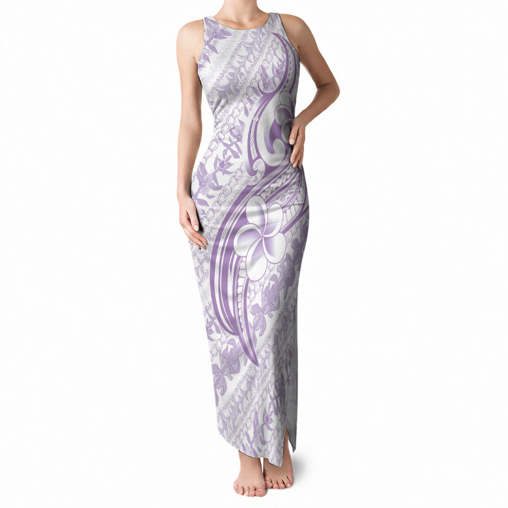 Hawaii Plumeria Lokelani Pikake Lei Tank Maxi Dress Poni Polynesian Tattoo LT9 Women Purple - Polynesian Pride