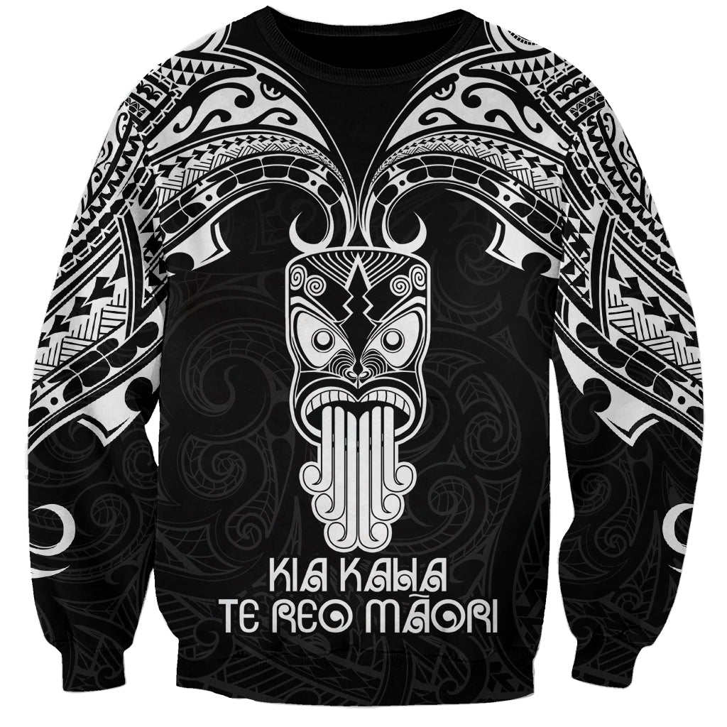 New Zealand Te Reo Maori Sweatshirt Kia Kaha Maori Language Week Black Style LT9 Unisex Black - Polynesian Pride