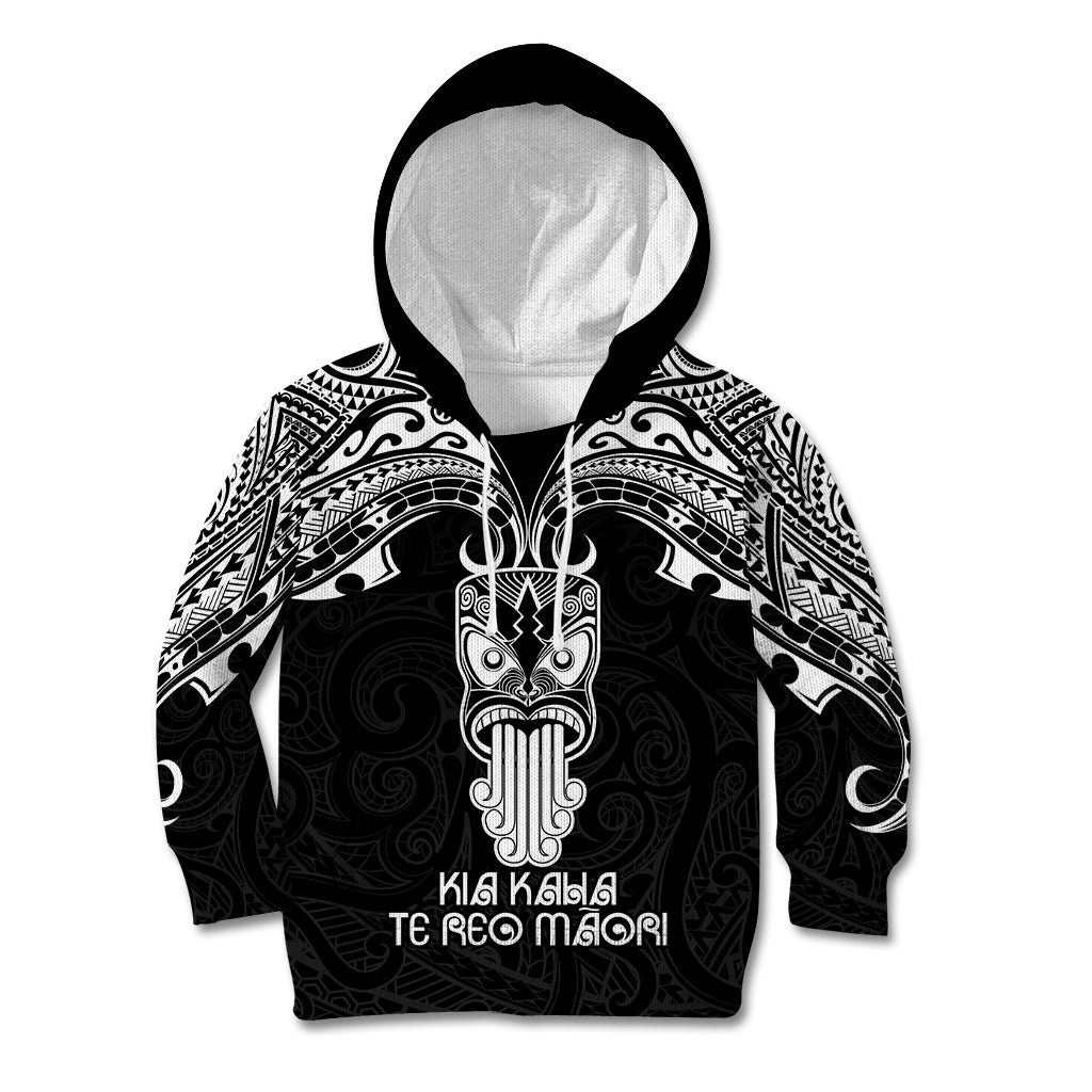 Personalised New Zealand Te Reo Maori Kid Hoodie Kia Kaha Maori Language Week Black Style LT9 Black - Polynesian Pride