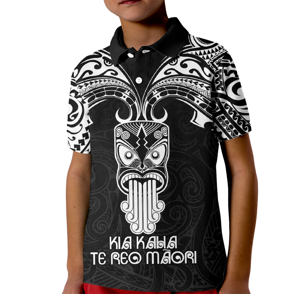 Personalised New Zealand Te Reo Maori Kid Polo Shirt Kia Kaha Maori Language Week Black Style LT9 Kid Black - Polynesian Pride