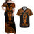 Personalised New Zealand Te Reo Maori Couples Matching Off Shoulder Maxi Dress and Hawaiian Shirt Kia Kaha Maori Language Week Gold Style LT9 Gold - Polynesian Pride