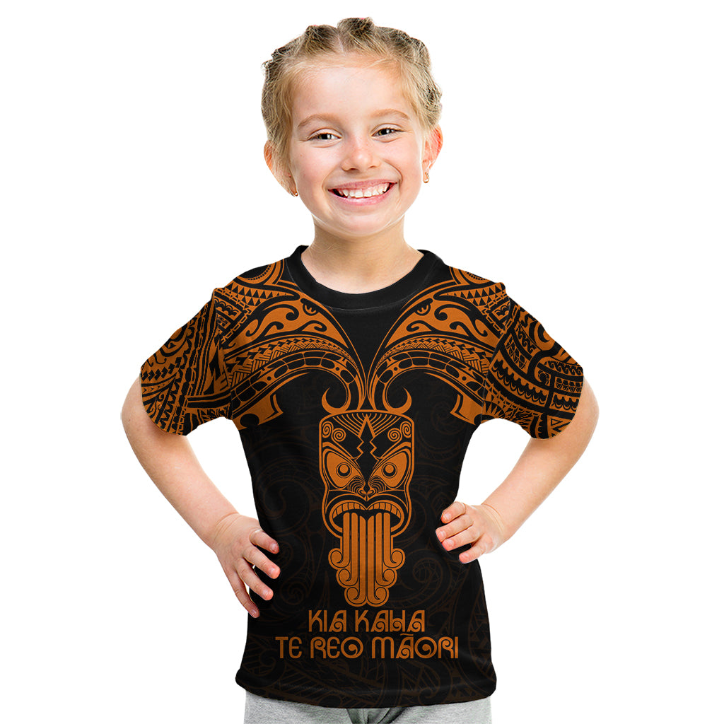 Personalised New Zealand Te Reo Maori Kid T Shirt Kia Kaha Maori Language Week Gold Style LT9 Gold - Polynesian Pride