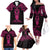 Personalised New Zealand Te Reo Maori Family Matching Off Shoulder Long Sleeve Dress and Hawaiian Shirt Kia Kaha Maori Language Week Pink Style LT9 - Polynesian Pride