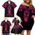 Personalised New Zealand Te Reo Maori Family Matching Off Shoulder Short Dress and Hawaiian Shirt Kia Kaha Maori Language Week Pink Style LT9 - Polynesian Pride