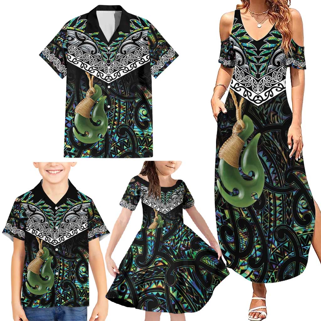 Personalised Maori Manaia Family Matching Summer Maxi Dress and Hawaiian Shirt New Zealand Tribal Hei Matau Papua Shell