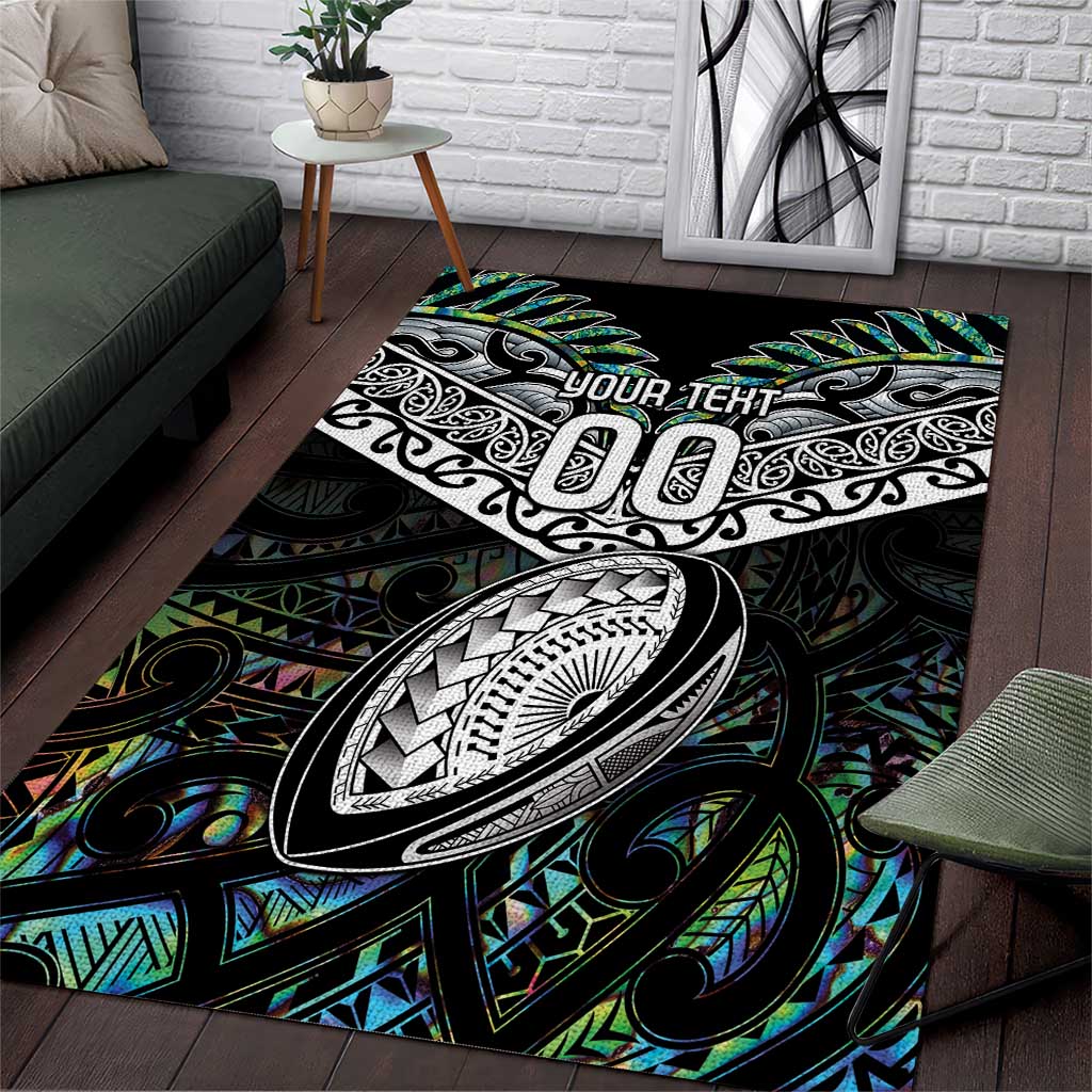 Custom New Zealand Area Rug Maori Rugby Tattoo Papua Shell LT9 Green - Polynesian Pride