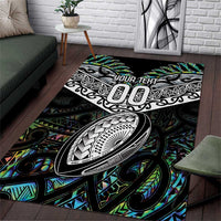 Custom New Zealand Area Rug Maori Rugby Tattoo Papua Shell LT9 Green - Polynesian Pride