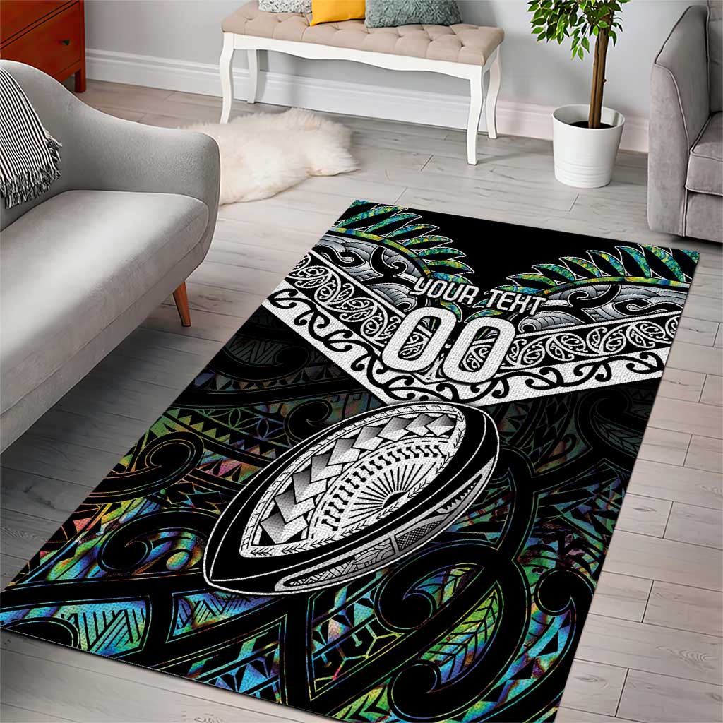 Custom New Zealand Area Rug Maori Rugby Tattoo Papua Shell LT9 - Polynesian Pride