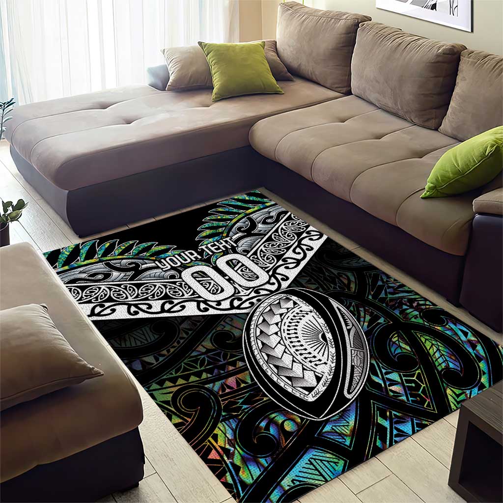 Custom New Zealand Area Rug Maori Rugby Tattoo Papua Shell LT9 - Polynesian Pride