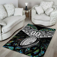 Custom New Zealand Area Rug Maori Rugby Tattoo Papua Shell LT9 - Polynesian Pride