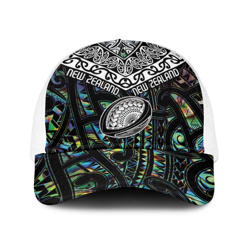 New Zealand Baseball Net Cap Maori Rugby Tattoo Papua Shell LT9 One Size White Green - Polynesian Pride