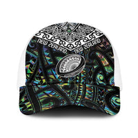 New Zealand Baseball Net Cap Maori Rugby Tattoo Papua Shell LT9 One Size White Green - Polynesian Pride