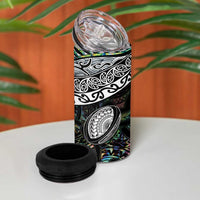 Custom New Zealand 4 in 1 Can Cooler Tumbler Maori Rugby Tattoo Papua Shell LT9 - Polynesian Pride