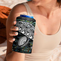 Custom New Zealand 4 in 1 Can Cooler Tumbler Maori Rugby Tattoo Papua Shell LT9 - Polynesian Pride