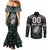 Custom New Zealand Couples Matching Mermaid Dress and Long Sleeve Button Shirt Maori Rugby Tattoo Papua Shell