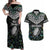 Custom New Zealand Couples Matching Off Shoulder Maxi Dress and Hawaiian Shirt Maori Rugby Tattoo Papua Shell