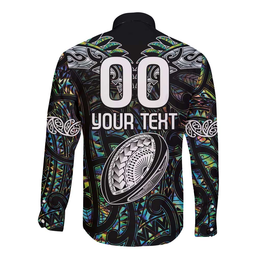 Custom New Zealand Long Sleeve Button Shirt Maori Rugby Tattoo Papua Shell LT9 - Polynesian Pride
