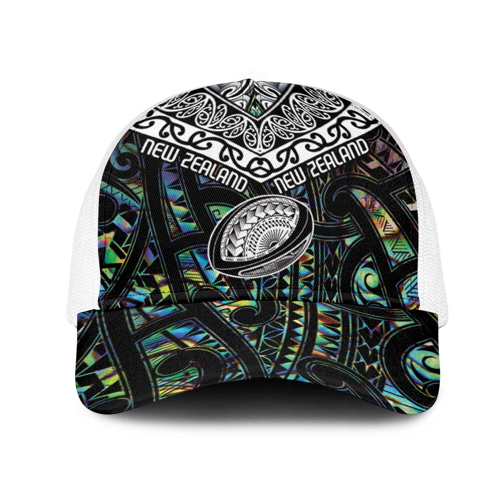 New Zealand Mesh Trucker Cap Maori Rugby Tattoo Papua Shell LT9 One Size White Green - Polynesian Pride