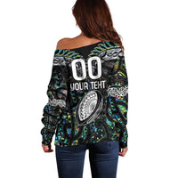 Custom New Zealand Off Shoulder Sweater Maori Rugby Tattoo Papua Shell LT9 - Polynesian Pride
