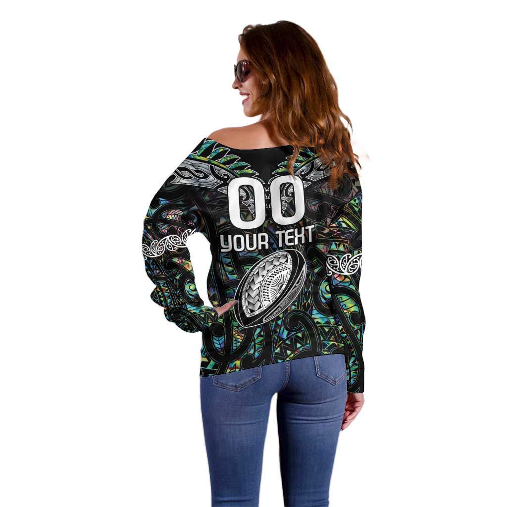 Custom New Zealand Off Shoulder Sweater Maori Rugby Tattoo Papua Shell LT9 - Polynesian Pride