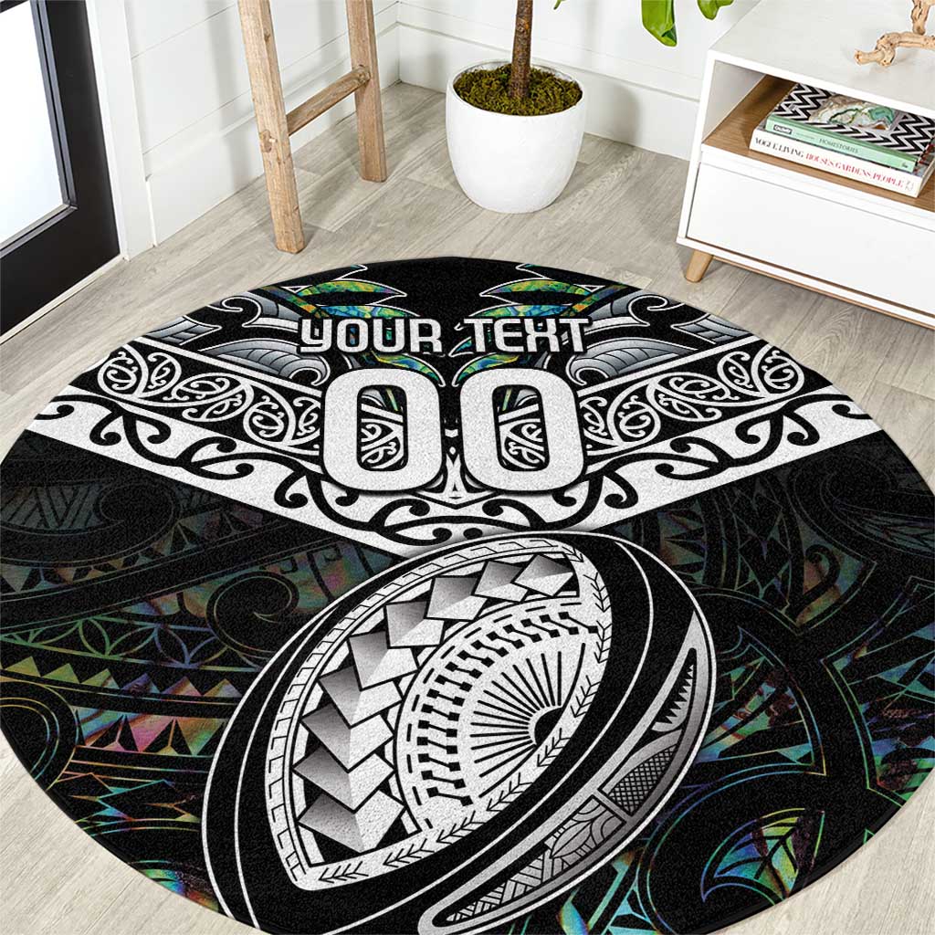 Custom New Zealand Round Carpet Maori Rugby Tattoo Papua Shell LT9 Green - Polynesian Pride