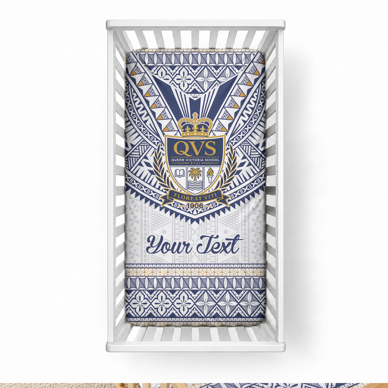 Fiji Queen Victoria School Personalised Baby Bed Cover QVS 120 Years Queen Victoria Alumni Legacy