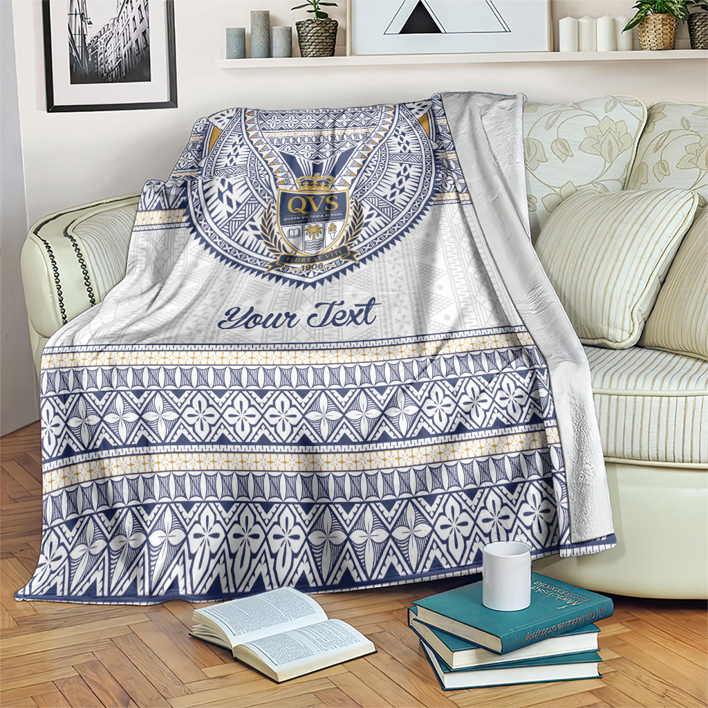 Fiji Queen Victoria School Personalised Blanket QVS 120 Years Queen Victoria Alumni Legacy LT9 White - Polynesian Pride