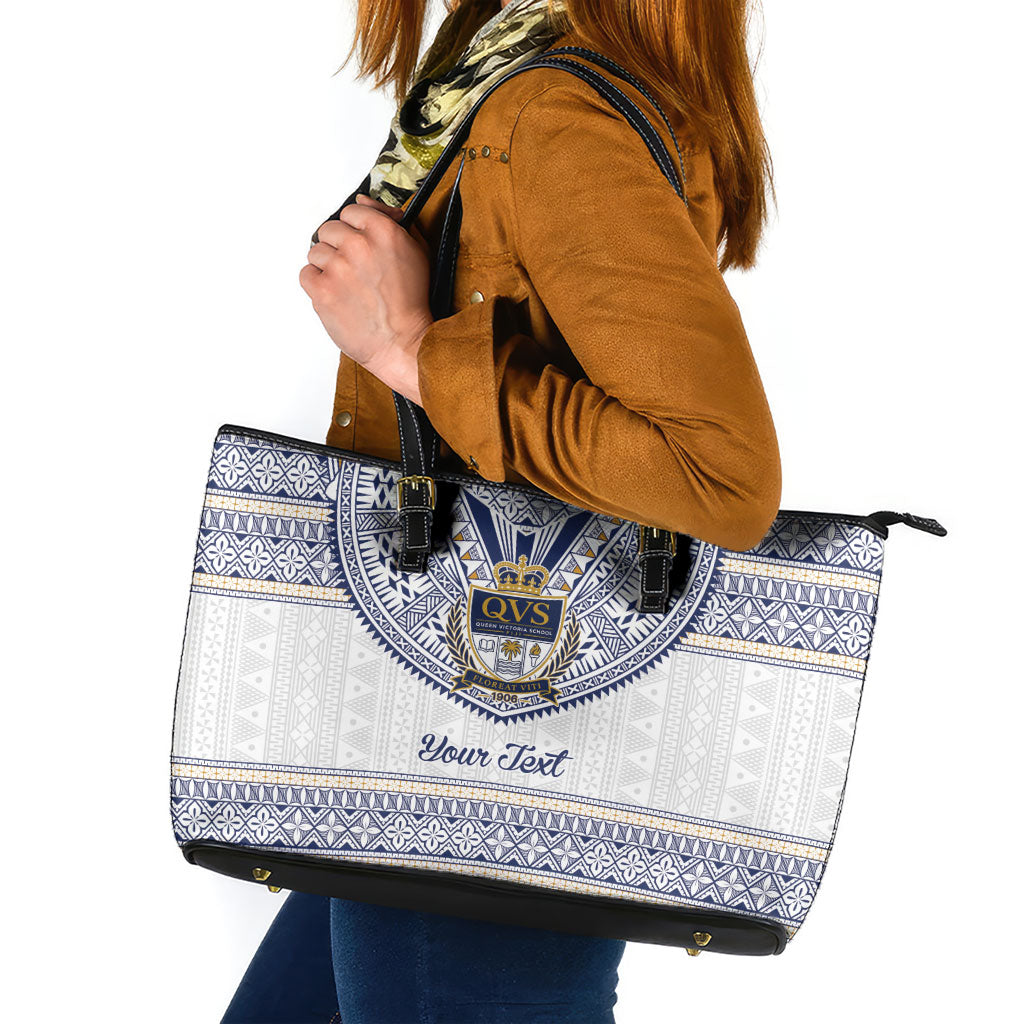 Fiji Queen Victoria School Personalised Leather Tote Bag QVS 120 Years Queen Victoria Alumni Legacy LT9 White - Polynesian Pride